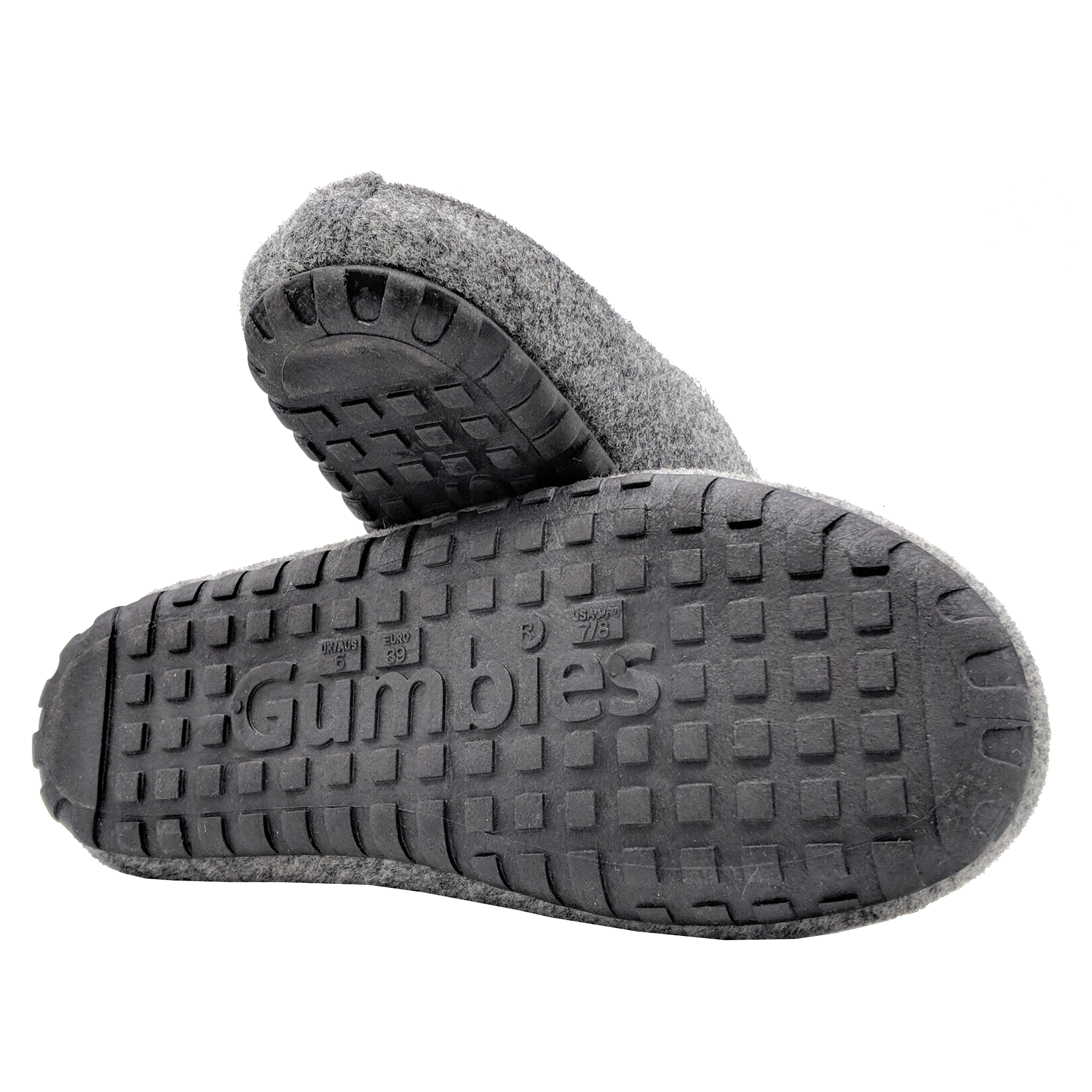 GUMBIES Set - Slippers, GREY-CHARCOAL met nagellak Pale Grey