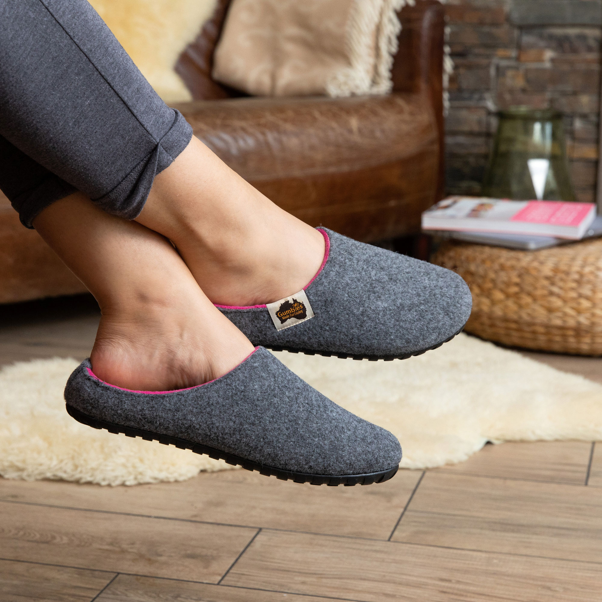 GUMBIES - Outback Slipper, GREY-PINK GUMBIES - Outback Slipper, GREY-PINK