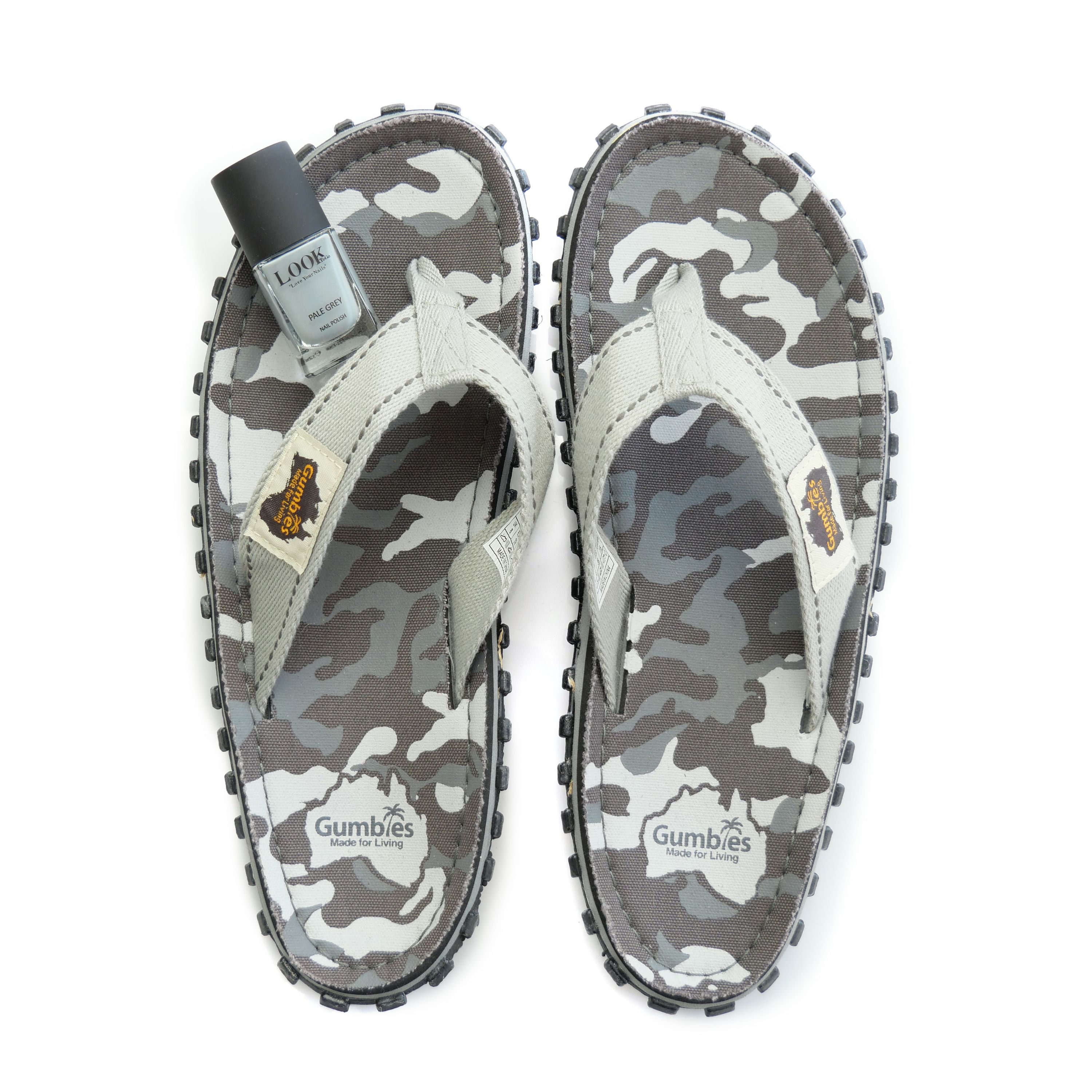 GUMBIES Teenscheidingsset - GRIJS CAMOUFLAGE met lichtgrijze nagellak