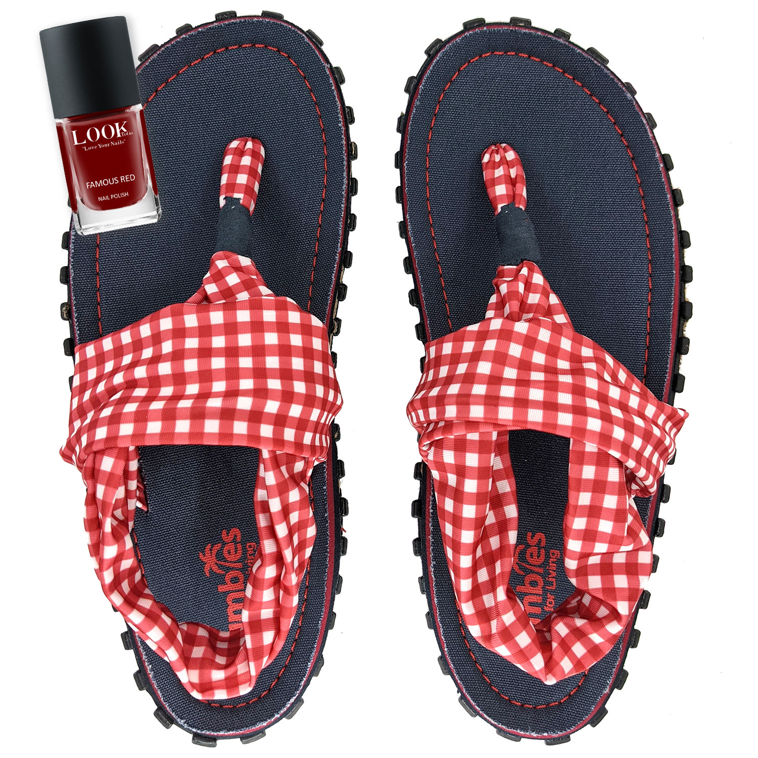 GUMBIES teenband set - Slingbacks Picnic met beroemde rode nagellak GUMBIES teenband set - Slingbacks Picnic met beroemde rode nagellak
