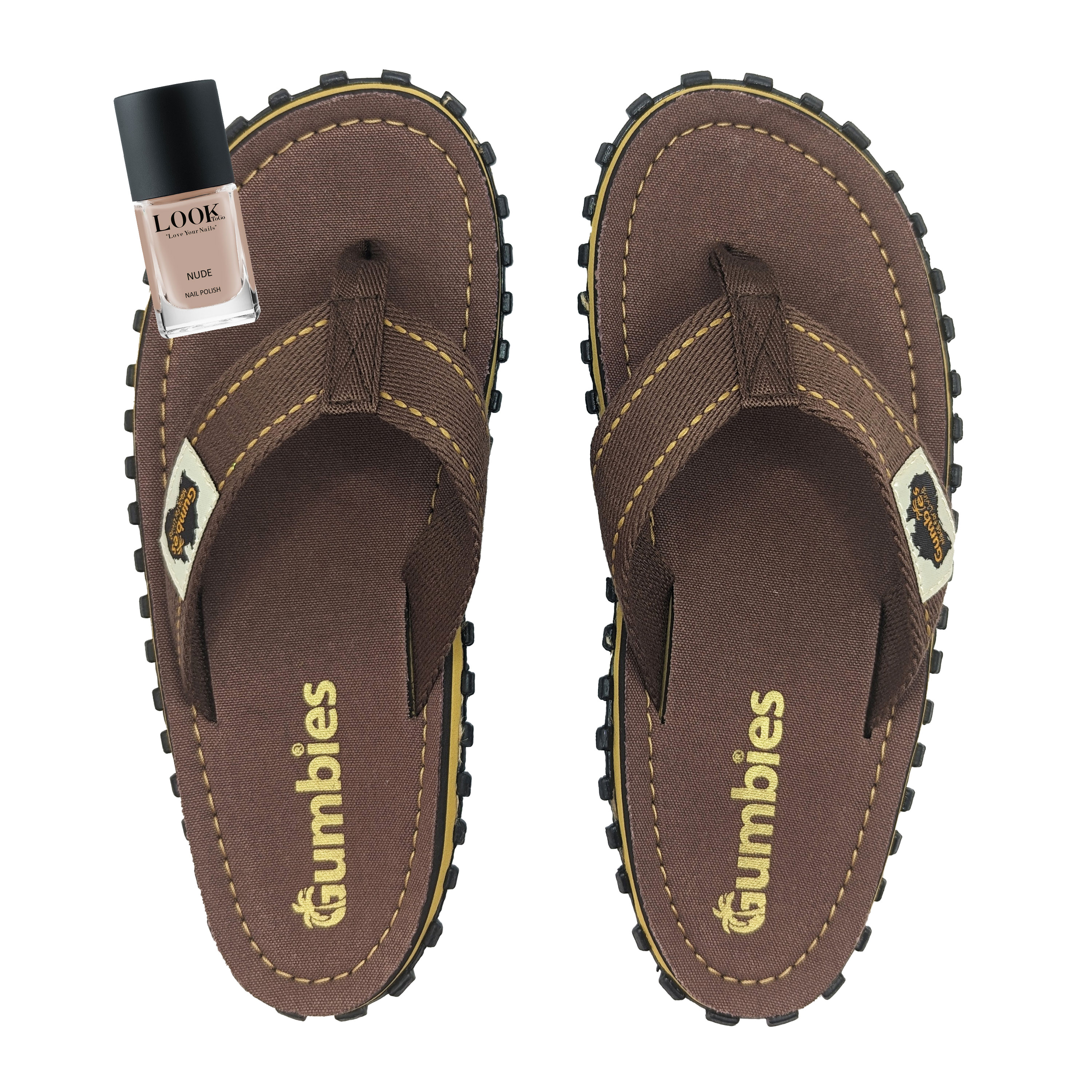 GUMBIES teenriem set - strandstoel met Gumbies gele nagellak GUMBIES teenriem set - strandstoel met Gumbies gele nagellak