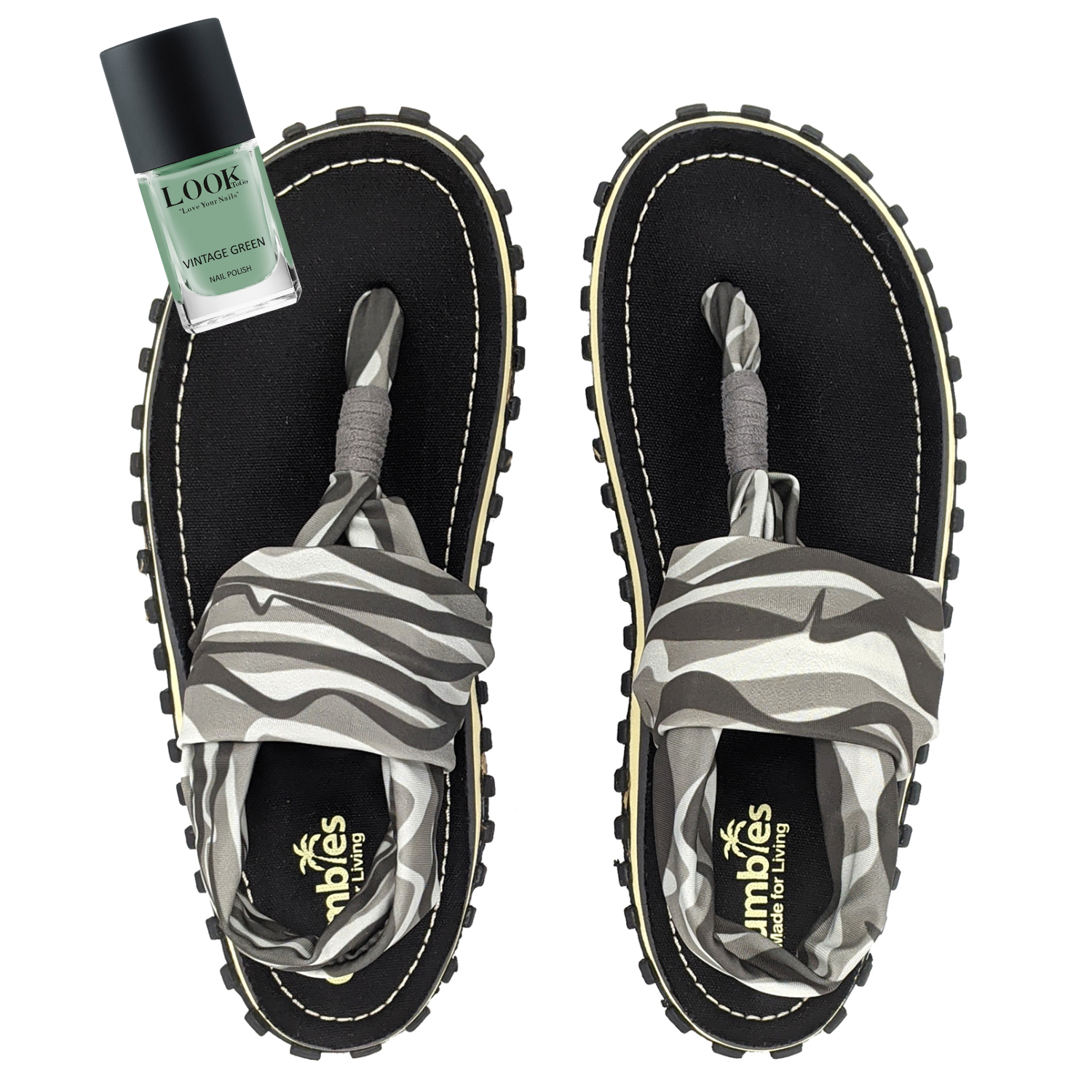 GUMBIES Toe Strap Set - Slingbacks Aztec met Blue Jeans Nagellak